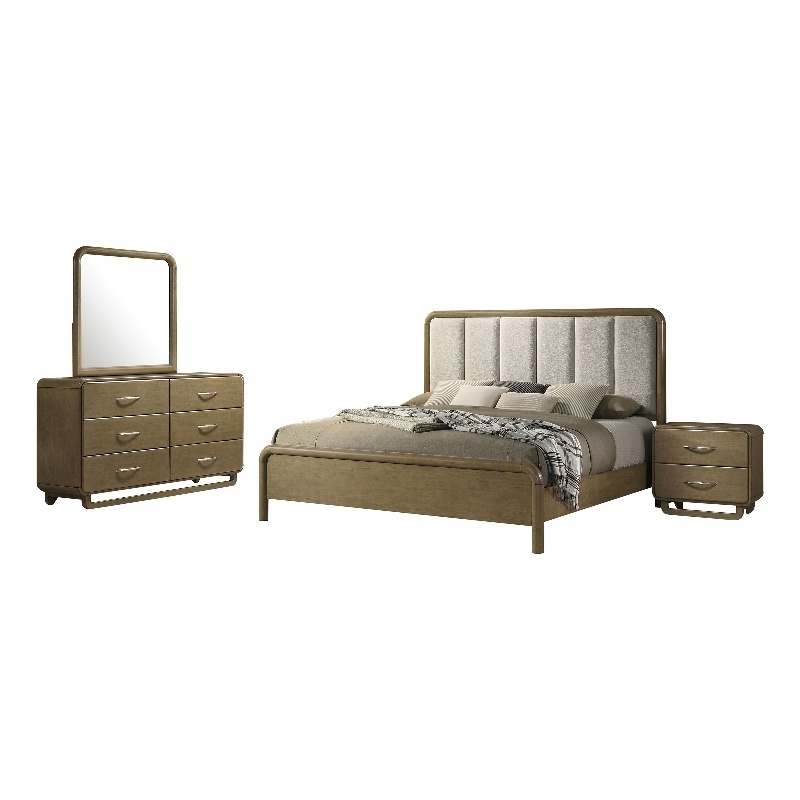 Pemberly Row 4-Piece Queen Upholstered Bedroom Set in Nutmeg