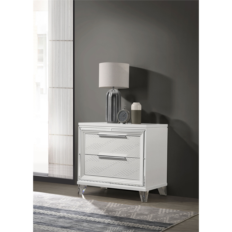 Pemberly Row Italian 2-Drawer Nightstand Bedside Table in White