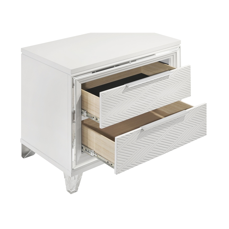 Pemberly Row Italian 2-Drawer Nightstand Bedside Table in White