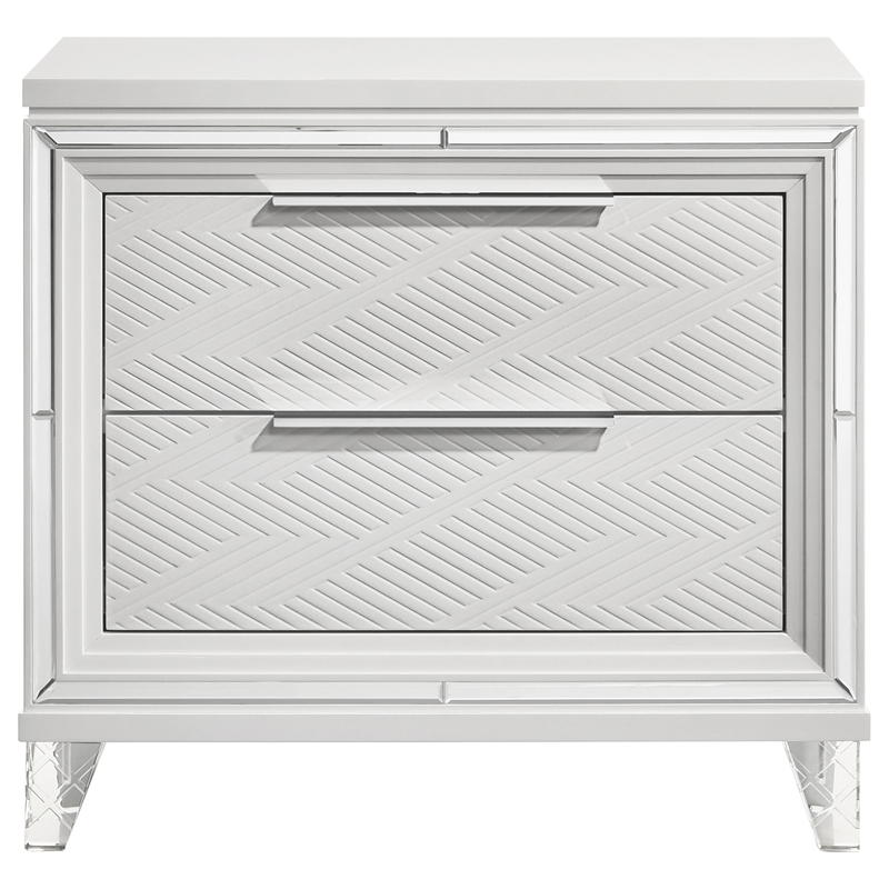 Pemberly Row Italian 2-Drawer Nightstand Bedside Table in White