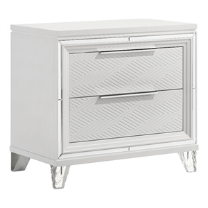 Pemberly Row Italian 2-Drawer Nightstand Bedside Table in White