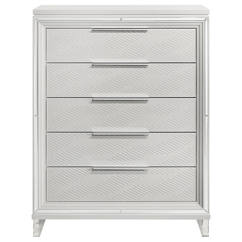 Pemberly Row Modern Italian 5-Drawer Chest of Drawers in White
