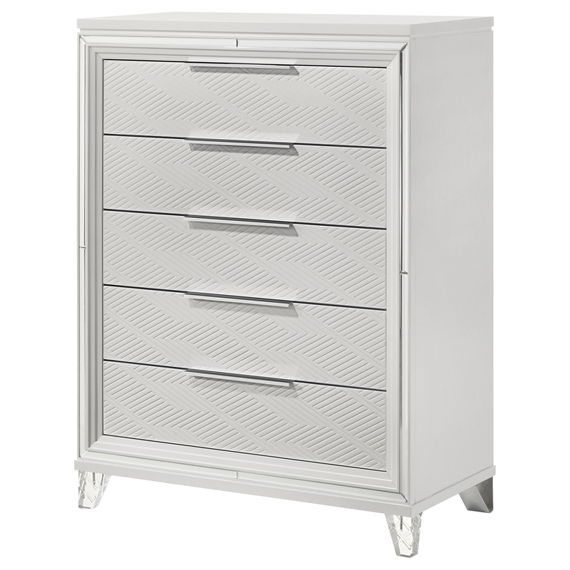 Pemberly Row Modern Italian 5-Drawer Chest of Drawers in White