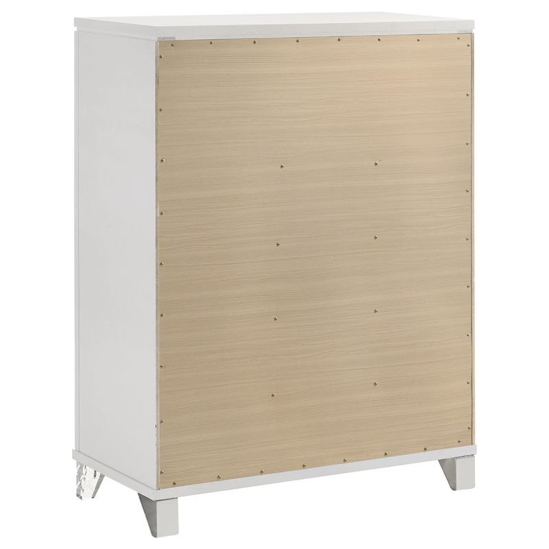 Pemberly Row Modern Italian 5-Drawer Chest of Drawers in White