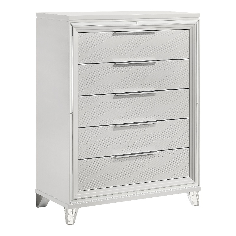 Pemberly Row Modern Italian 5-Drawer Chest of Drawers in White
