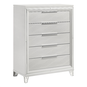 Pemberly Row Modern Italian 5-Drawer Chest of Drawers in White