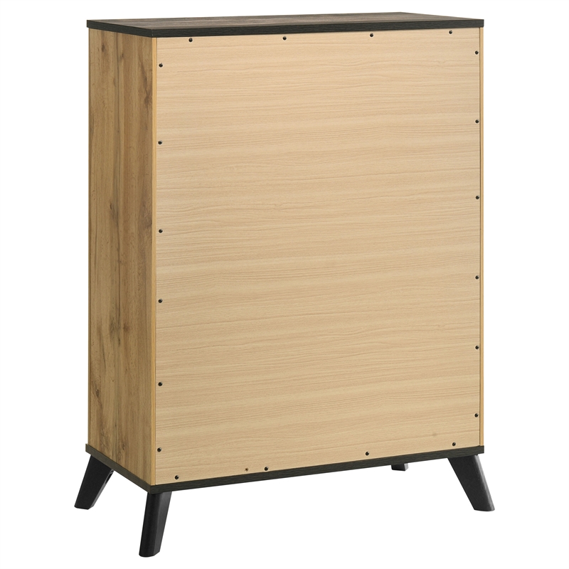Pemberly Row 5-Piece Eastern King Mid-Century Bedroom Set in Natural Pine