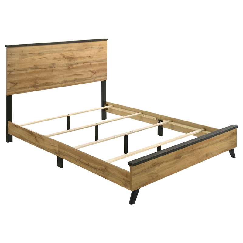 Pemberly Row 5-Piece Eastern King Mid-Century Bedroom Set in Natural Pine