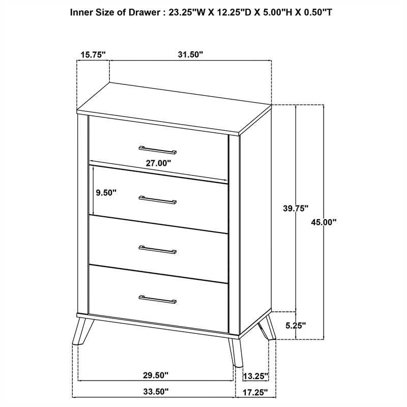 Pemberly Row 5-Piece Twin Mid-Century Bedroom Set in Natural Pine