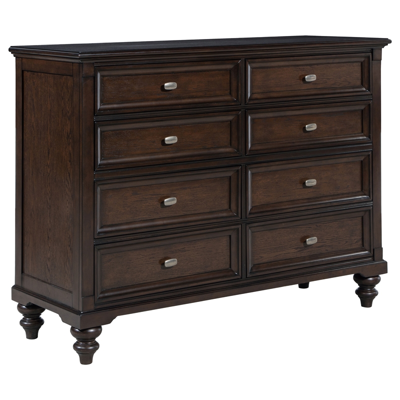 Pemberly Row 5-Piece Four Poster Eastern King Bedroom Set in Dark Oak