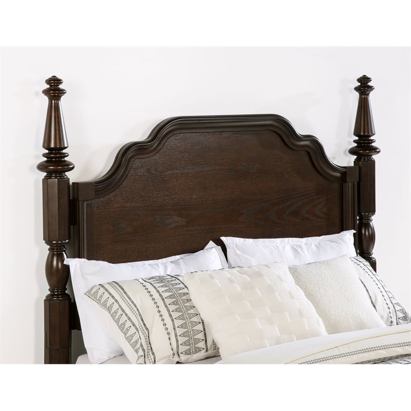 Pemberly Row 63 Inch Four Poster California King Bed in Dark Oak