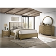 Pemberly Row 4-Piece Queen Upholstered Bedroom Set in Natural Pine