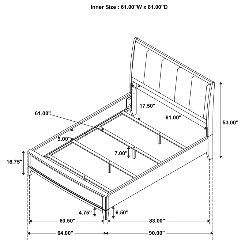Pemberly Row 4-Piece Queen Upholstered Bedroom Set in Natural Pine