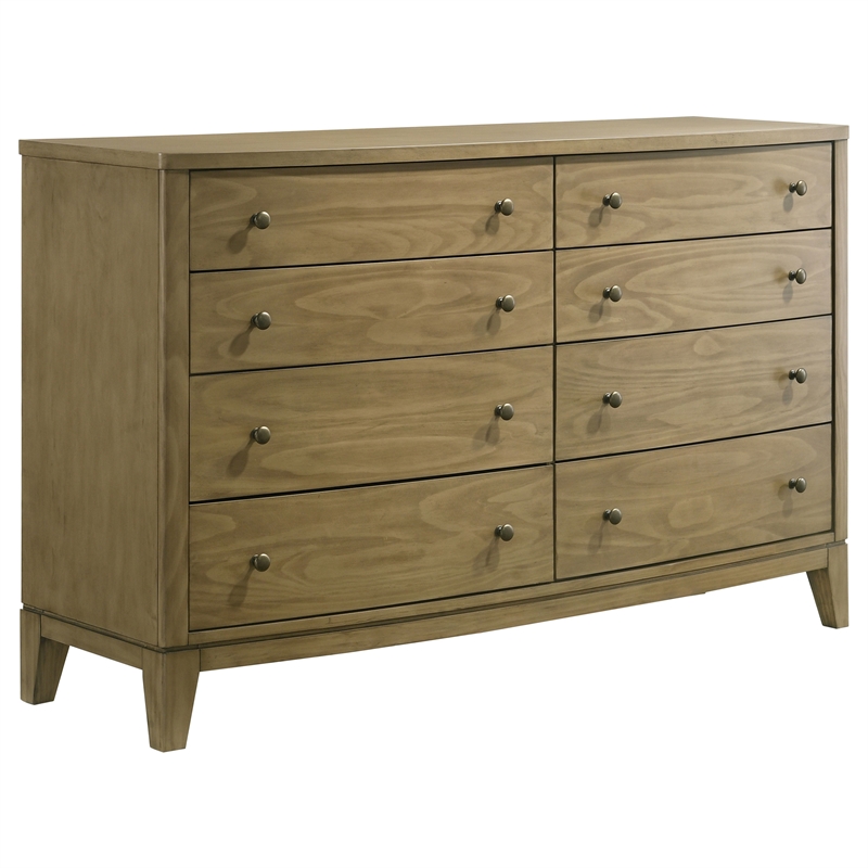 Pemberly Row 4-Piece Queen Upholstered Bedroom Set in Natural Pine