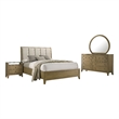 Pemberly Row 4-Piece Queen Upholstered Bedroom Set in Natural Pine