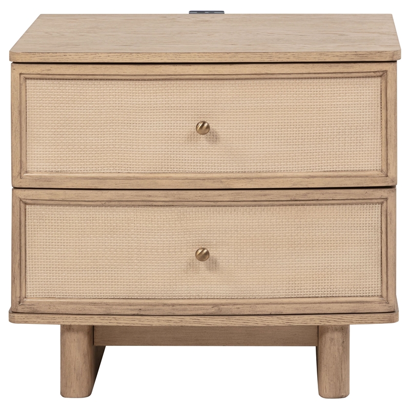 Pemberly Row 4-Piece Eastern King Coastal Bedroom Set in Beige Oak