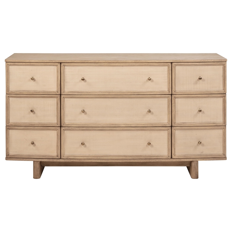 Pemberly Row 4-Piece Eastern King Coastal Bedroom Set in Beige Oak