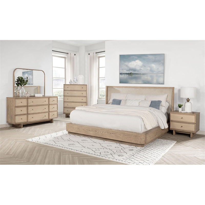 Pemberly Row 5-Piece California King Coastal Bedroom Set in Beige Oak