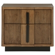 Pemberly Row 2-Drawer Fluted Nightstand Bedside Table in Ash Brown