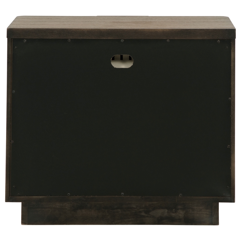 Pemberly Row 2-Drawer Fluted Nightstand Bedside Table in Ash Brown