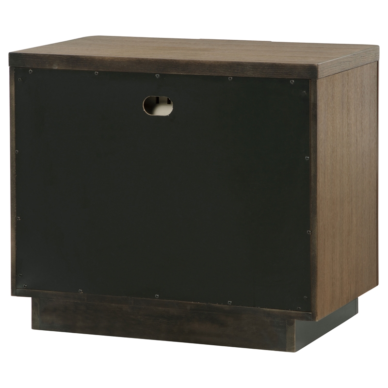 Pemberly Row 2-Drawer Fluted Nightstand Bedside Table in Ash Brown