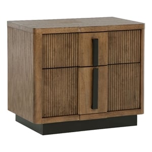 Pemberly Row 2-Drawer Fluted Nightstand Bedside Table in Ash Brown