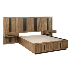 Pemberly Row Eastern King Wall Panel Storage Bed in Ash Brown
