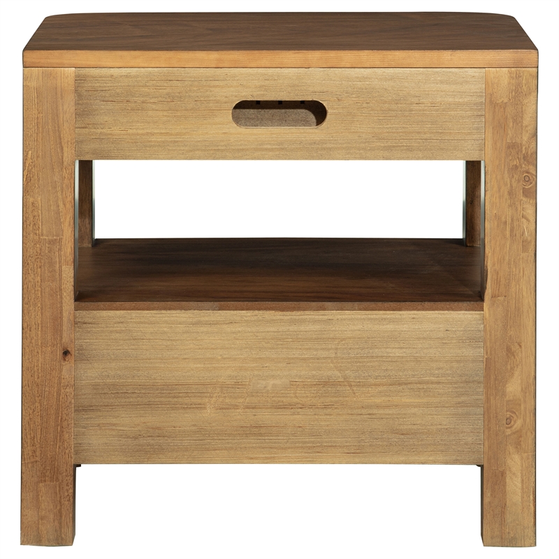 Pemberly Row Transitional 2-Drawer Nightstand Bedside Table in Walnut