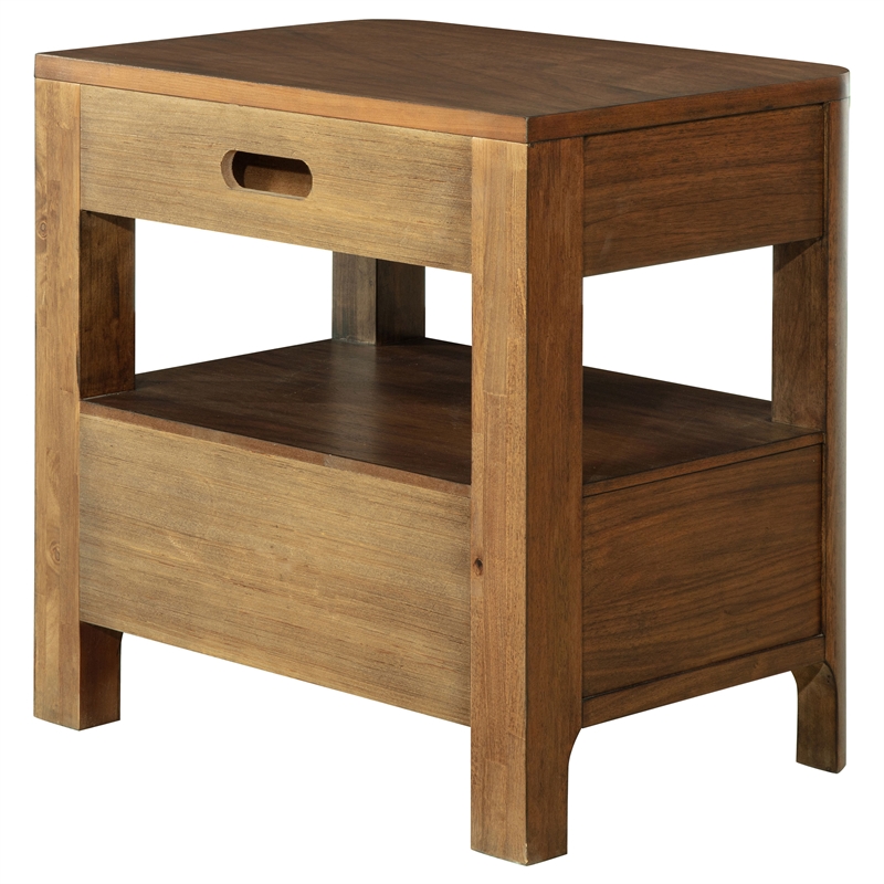 Pemberly Row Transitional 2-Drawer Nightstand Bedside Table in Walnut