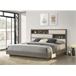 Pemberly Row Eastern King Bed with Bookcase Headboard in Grey Oak
