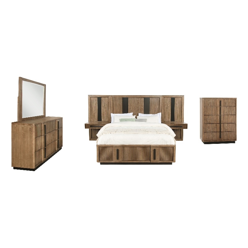 Pemberly Row 6-Piece California King Panel Bedroom Set in Ash Brown