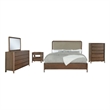 Pemberly Row 5-Piece California King Upholstered Bedroom Set in Walnut