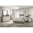 Pemberly Row California King Bed with Bookcase Headboard in Grey Oak