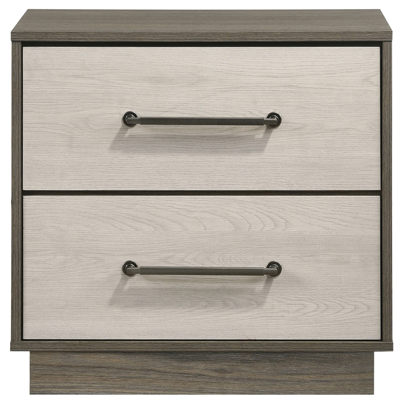 Pemberly Row Modern 2-Drawer Nightstand Bedside Table in Grey Oak