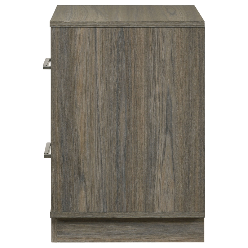 Pemberly Row Modern 2-Drawer Nightstand Bedside Table in Grey Oak
