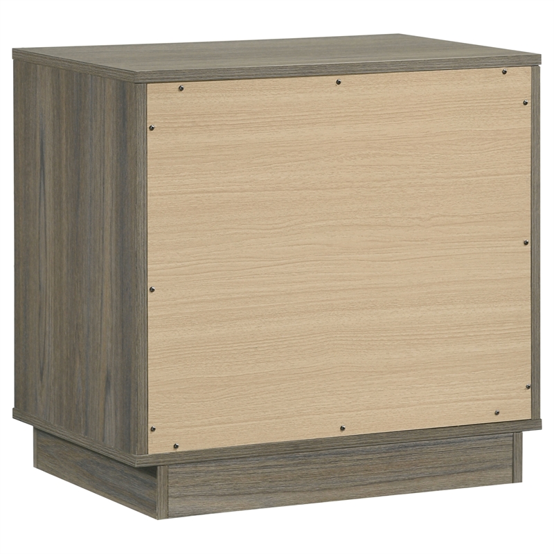 Pemberly Row Modern 2-Drawer Nightstand Bedside Table in Grey Oak