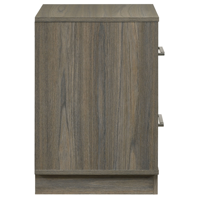 Pemberly Row Modern 2-Drawer Nightstand Bedside Table in Grey Oak