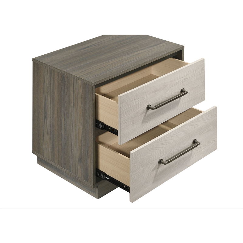 Pemberly Row Modern 2-Drawer Nightstand Bedside Table in Grey Oak