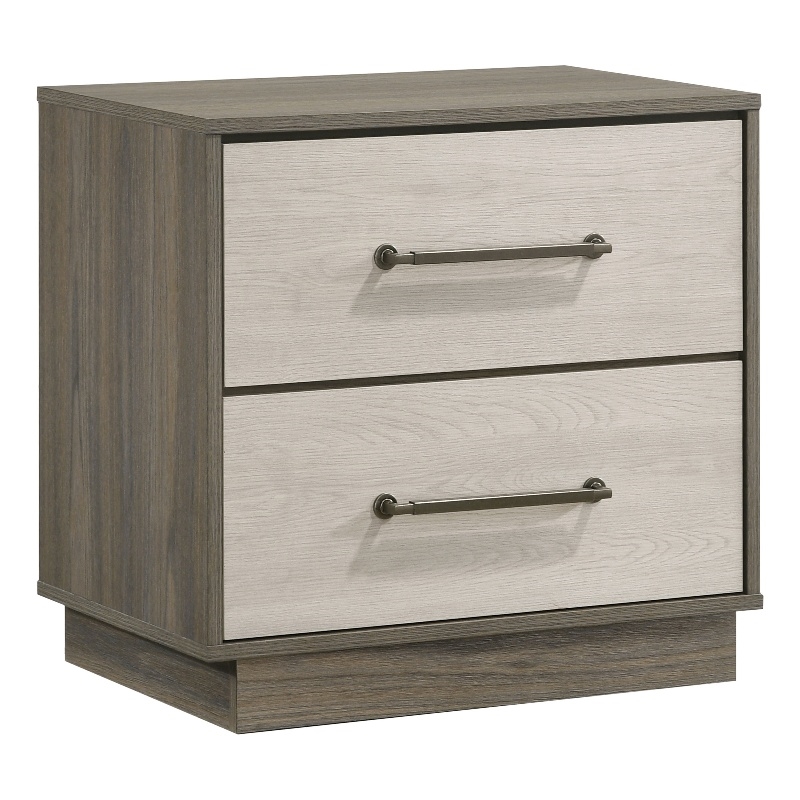 Pemberly Row Modern 2-Drawer Nightstand Bedside Table in Grey Oak