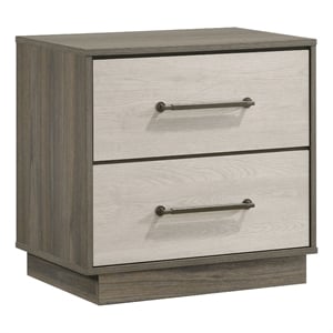 Pemberly Row Modern 2-Drawer Nightstand Bedside Table in Grey Oak