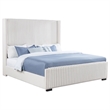 Pemberly Row 65 Inch Upholstered Eastern King Wingback Bed in Cream
