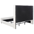 Pemberly Row 65 Inch Upholstered Eastern King Wingback Bed in Cream