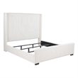 Pemberly Row 65 Inch Upholstered Eastern King Wingback Bed in Cream