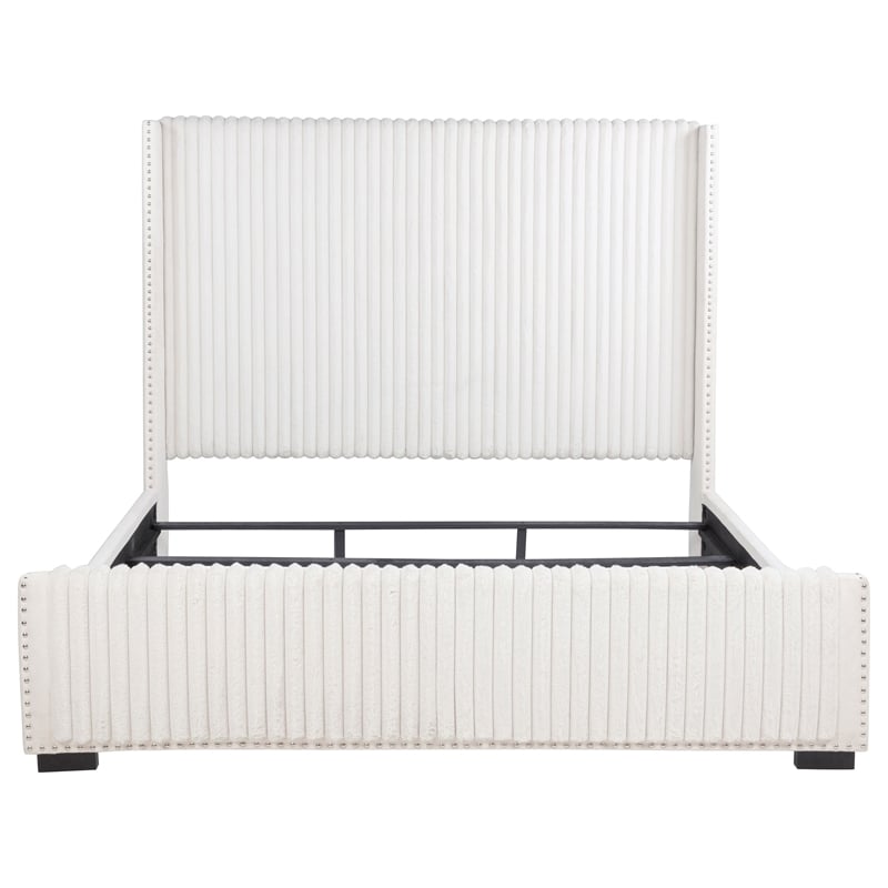 Pemberly Row 65 Inch Upholstered California King Bed in Cream
