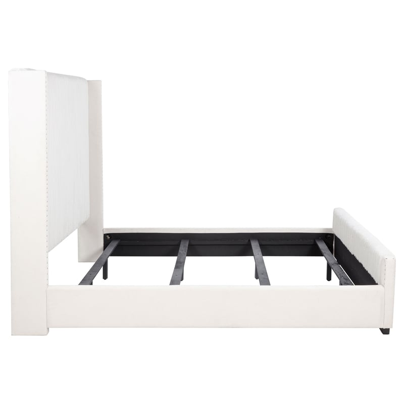 Pemberly Row 65 Inch Upholstered California King Bed in Cream