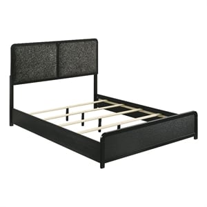 Pemberly Row Mid-Century Eastern King Panel Bed in Black and Charcoal