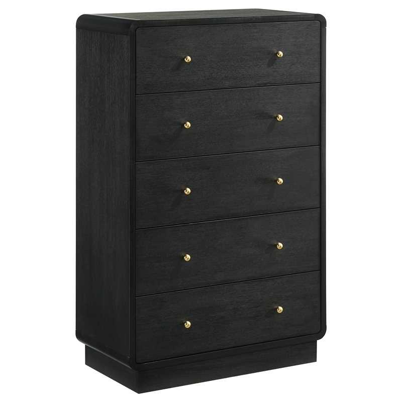 Pemberly Row 5-Piece Mid-Century Eastern King Bedroom Set in Black
