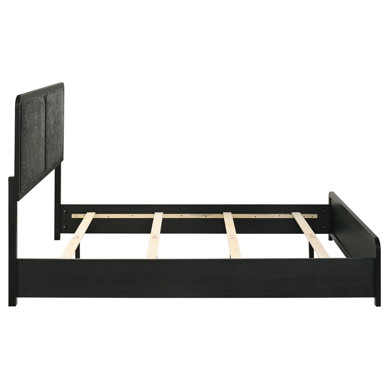 Pemberly Row Mid-Century Queen Panel Bed in Black and Charcoal