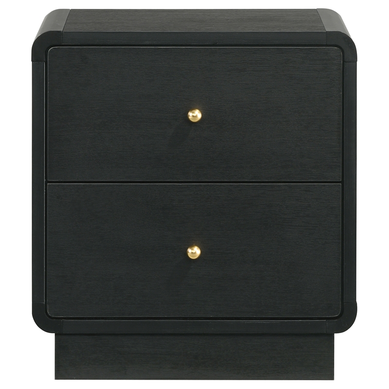 Pemberly Row Modern 2-Drawer Nightstand Bedside Table in Black