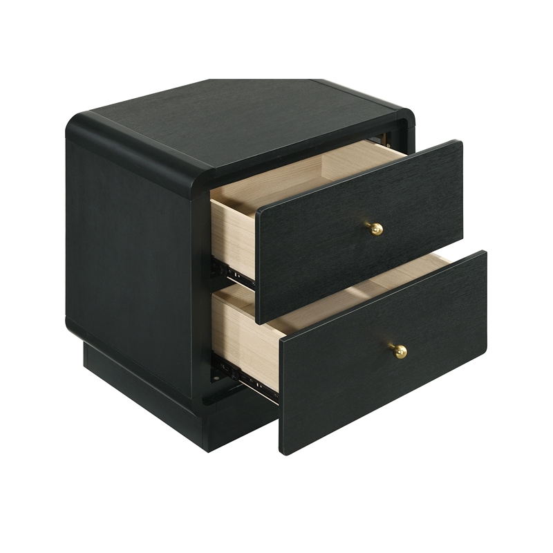 Pemberly Row Modern 2-Drawer Nightstand Bedside Table in Black